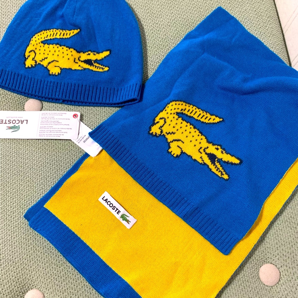 Genuine Lacoste Baby scarf and beanie.  New, with tags.  Super soft!!